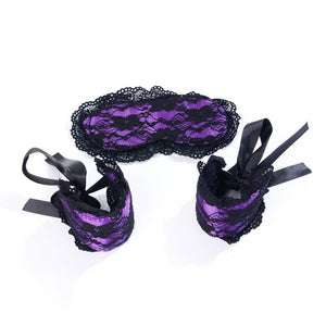 Women Sexy Underwear Soft Lace Mask + Sex Handcuffs Toys Erotic Costumes